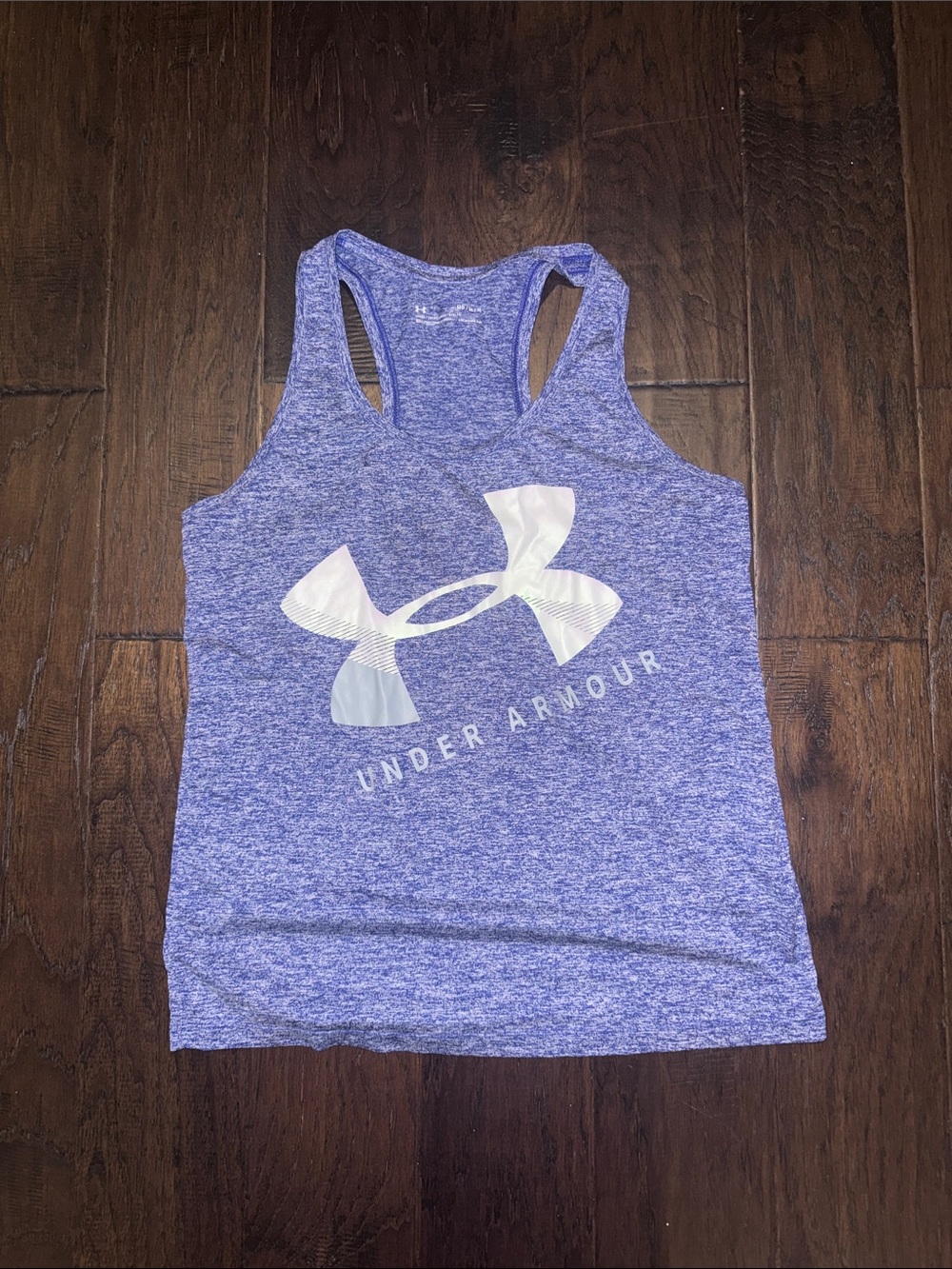 Under Armour Heather Purple Racerback Tank with White Logo Medium